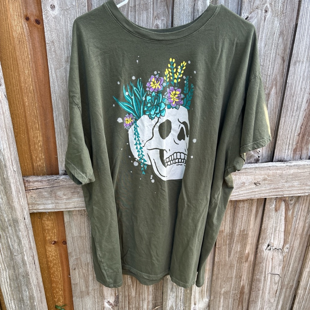 Torrid Succulent Skull Oversized Fit Heritage Jersey Tunic Tee size 1